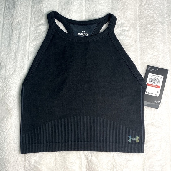NWT✨ Under Armour crop top Rush - tankini iridescent UA Logo black size XS - Picture 1 of 4